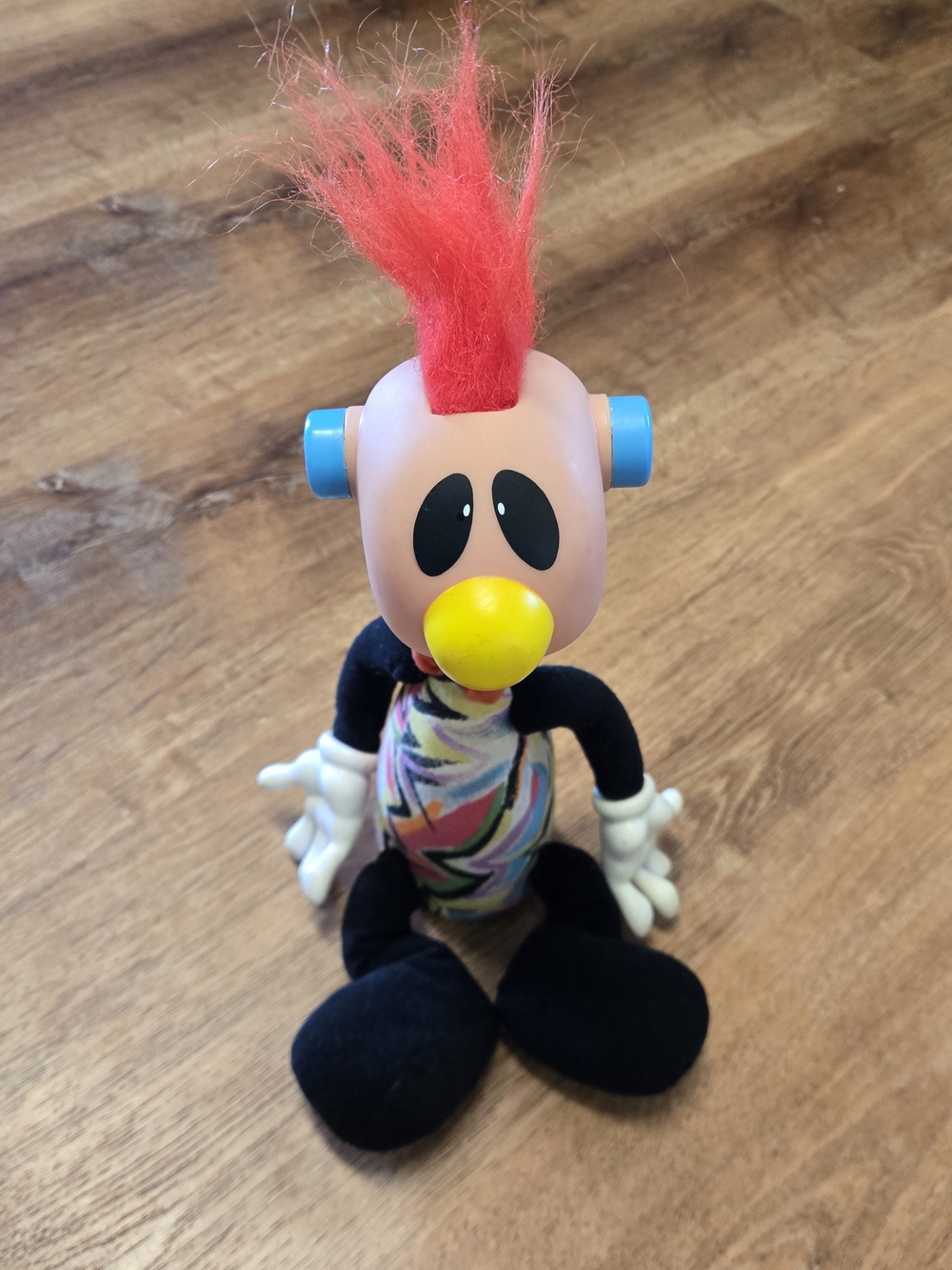 Vintage ERTL 1994 Jibba Jabba Jibber Jabber Plush Toy Red Mohawk Yellow Nose